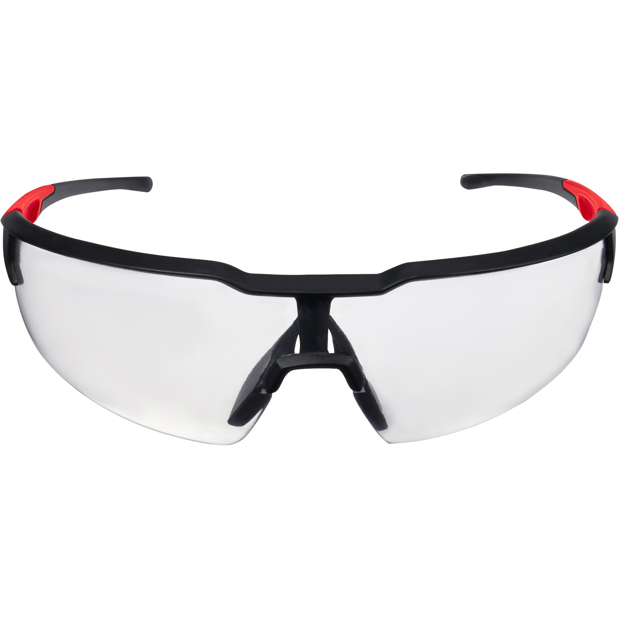 Milwaukee Protective Safety Glasses — Clear Anti-Fog Lens, Black/Red Frame, Model# 48-73-2001
